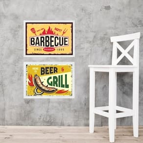 Kit 2 Quadros Placas Vintage Churrasco E Cerveja 24X18Cm