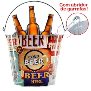 Balde De Gelo Para Cerveja Estampado Em Metal Galvanizado 4,8 Litros