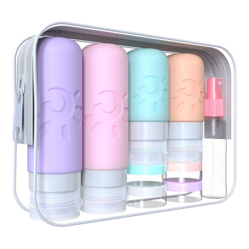 Garrafas de viagem Zafit, pacote com 18, silicone, aprovadas pela TSA e acessórios