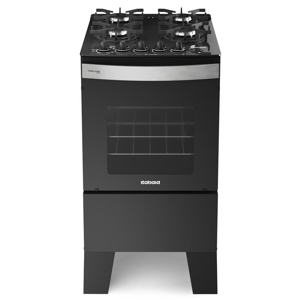 Fogão 4 Bocas Itatiaia Itaglass Plus Preto Mesa em Vidro - Bivolt - 3700000370