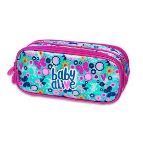 Estojo Escola Duplo Baby Alive Florido Infantil Azul