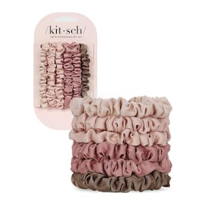 Elásticos de cabelo, cetim kitsch para mulheres, 6 peças de terracota