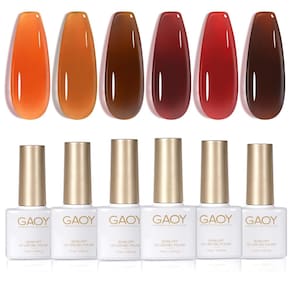 Conjunto de esmaltes GAOY Jelly Brown Gel 6 cores 7,3 mL UV/LED