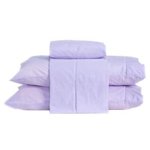 Jogo De Cama Casal Padrão 04 Peças Cor Lilás