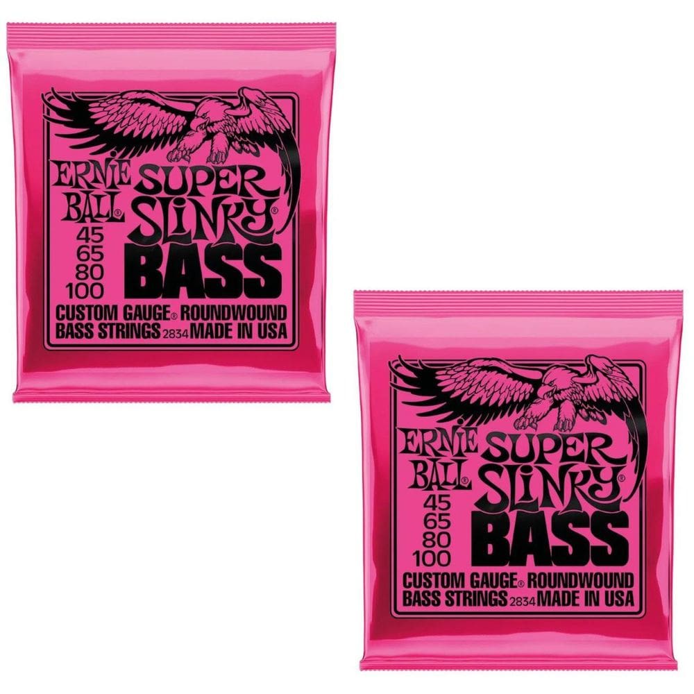 Kit 2 Encordoamento Baixo 045 Ernie Ball Super Slink Níquel