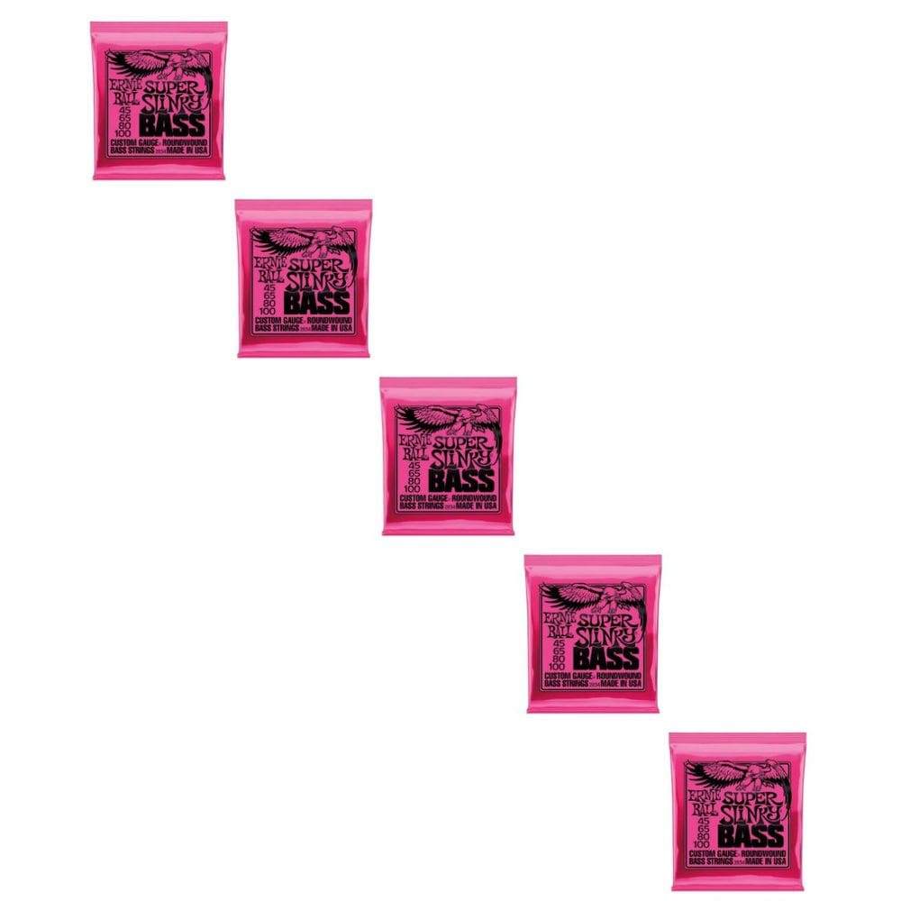Kit 5 Encordoamento Baixo 045 Ernie Ball Super Slink Níquel