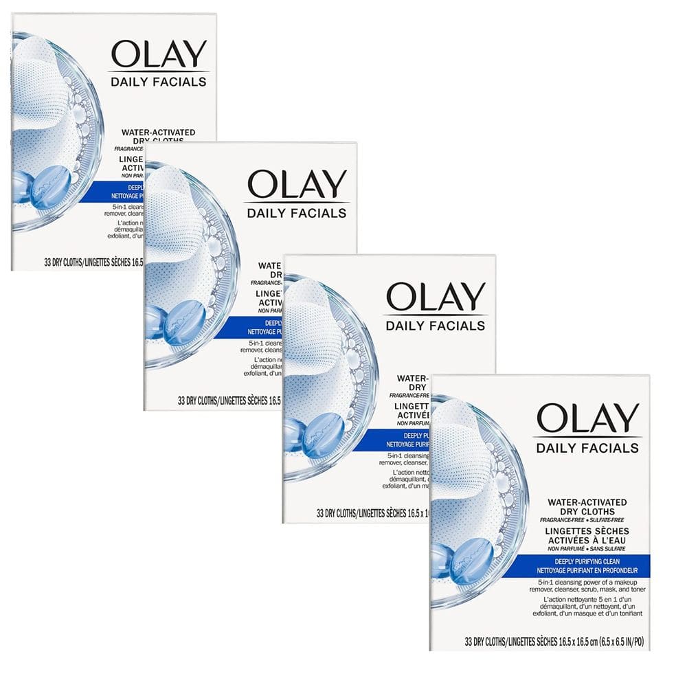 Panos de limpeza para o rosto Olay Daily Deeply Clean 2 em 1 33 ct x 4