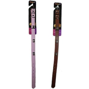 Kit 2 Coleiras Courino Para Cachorros Com Aplique De Ossinho