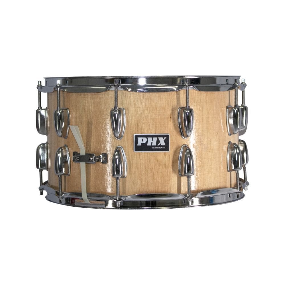 Caixa Bateria Phx Music 14X8 Madeira Cromado Pele Cristal