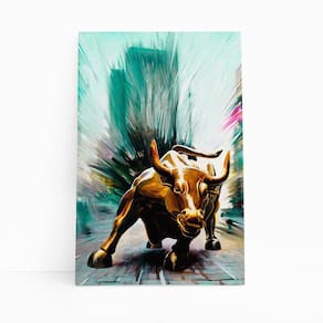 Quadro Touro Wall Street Mercado Financeiro Canvas 30X40Cm