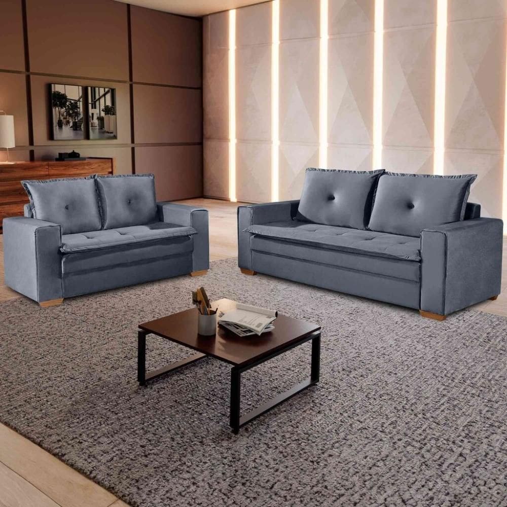 Conjunto de Sofás de 02 e 03 lugares Unique - Tudo de Móveis