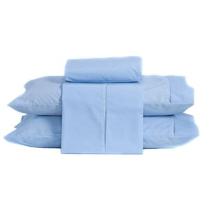 Jogo De Cama Queen 04 Peças 200 Fios Cor Azul