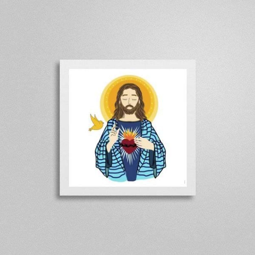 Quadro Quadrado Sagrado Coração De Jesus 20X20Cm