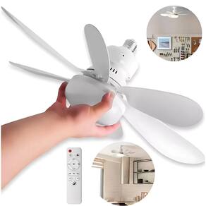 Mini Ventilador de Teto com Lampada RGB 60W Controle Remoto