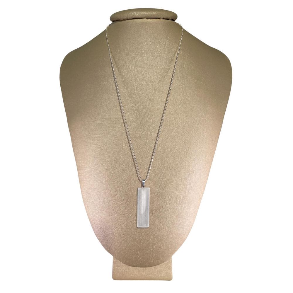 Colar Prata 925 Diamantado Selenita Retangular Ponte Vecchio