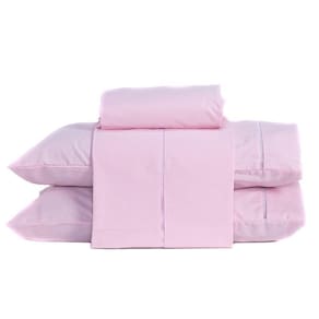 Jogo De Cama Casal Padrão 04 Peças Cor Rosa