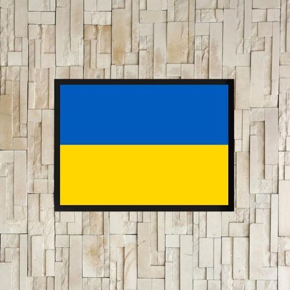 Quadro Decorativo Bandeira Ucrânia 45X34Cm
