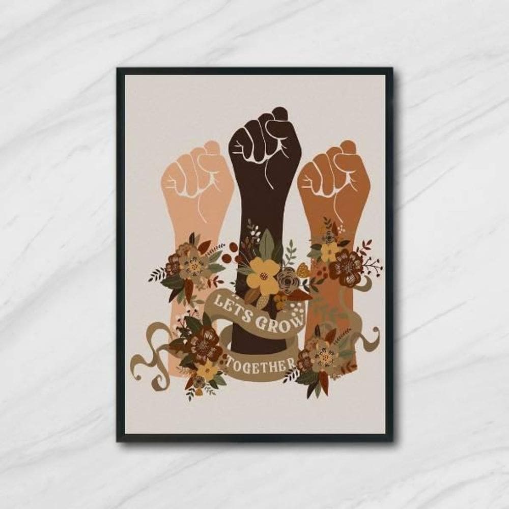 Quadro Let`S Grow Together 45X34Cm - Com Vidro Moldura Preta