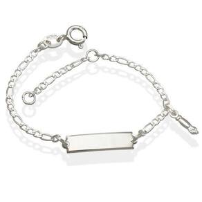Pulseira De Prata Infantil Chapa Lisa Com Figuinha 12Cm