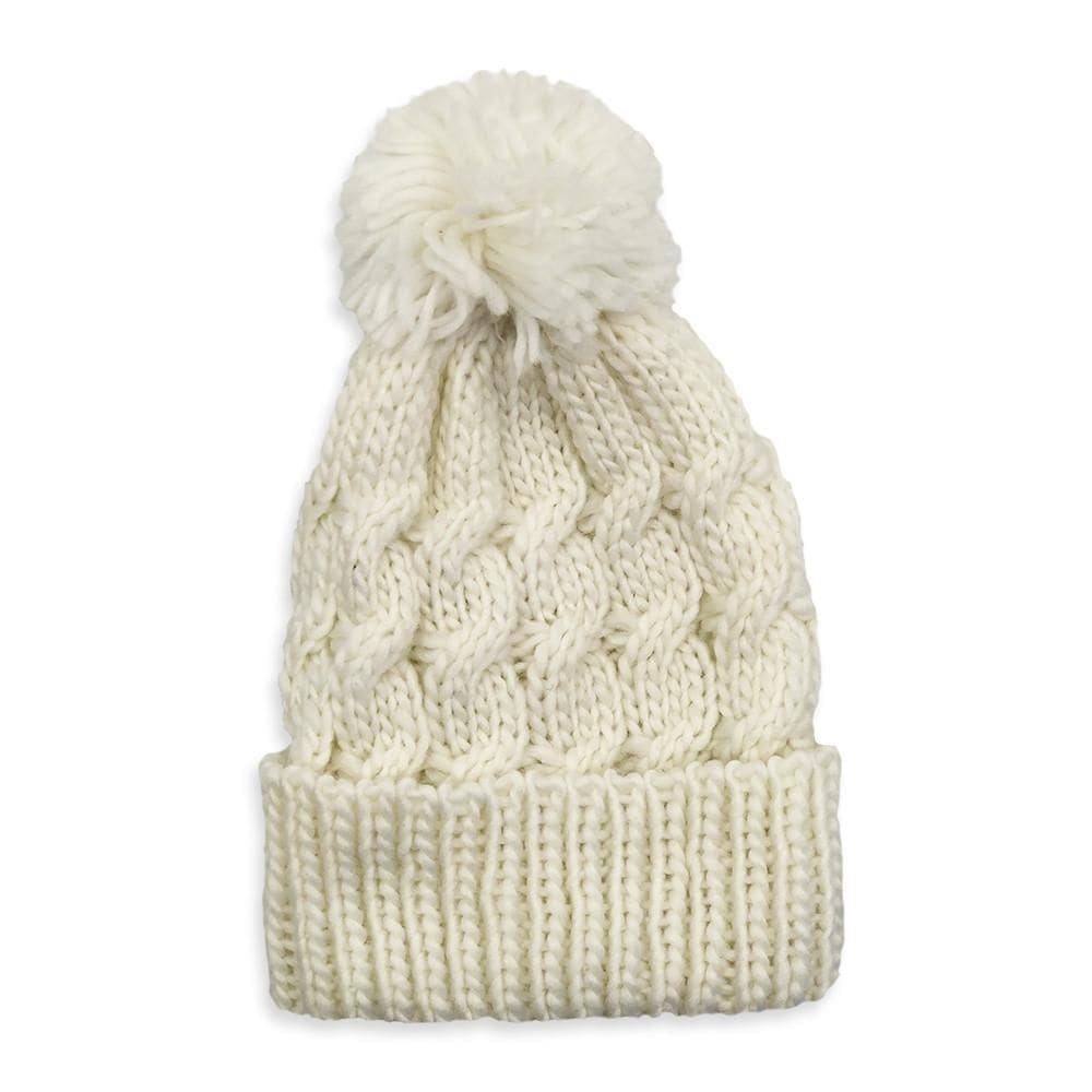 Touca Gorro Inverno Pompom Poliéster Rosa Preta Bege Branca