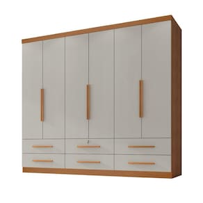 Guarda Roupas Casal 6 Portas 6 Gavetas Maximus Madeirado/Areia Zanzini Cinamo/Off