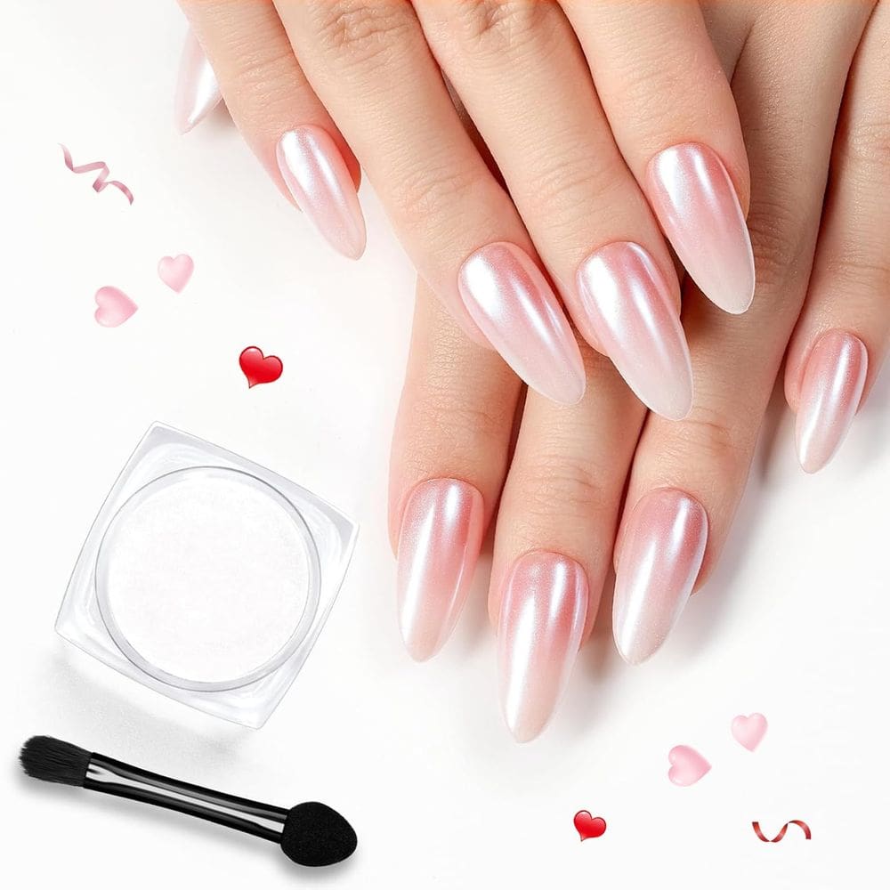 Besouros em pó para unhas, esmalte em gel, cromo branco para unhas de gel