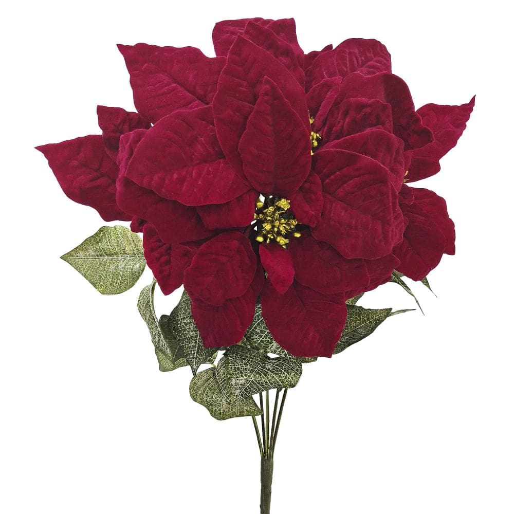 Buquê de Flores Artificiais Poinsétia Decoração de Natal 50cm