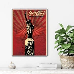 Quadro Coca-Cola Estátua Da Liberdade 24X18Cm - Com Vidro