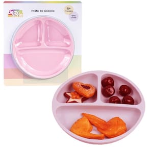 Prato Infantil Bebê 3 Divisória P/ Refeição Silicone Ventosa