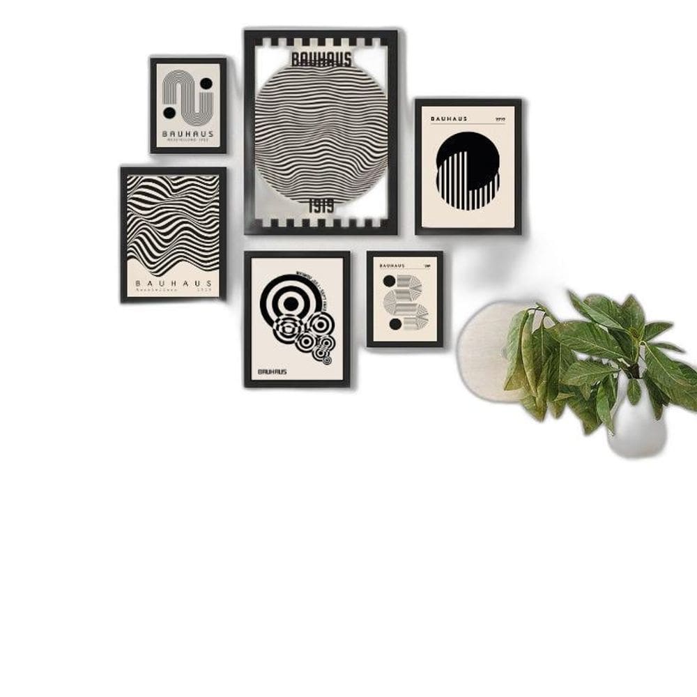 Composição 6 Quadros Bauhaus Preto E Branco