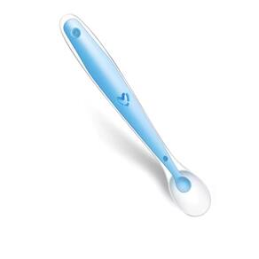 Colher Anatômica Em Silicone Bebe Alimentação Papinha Azul