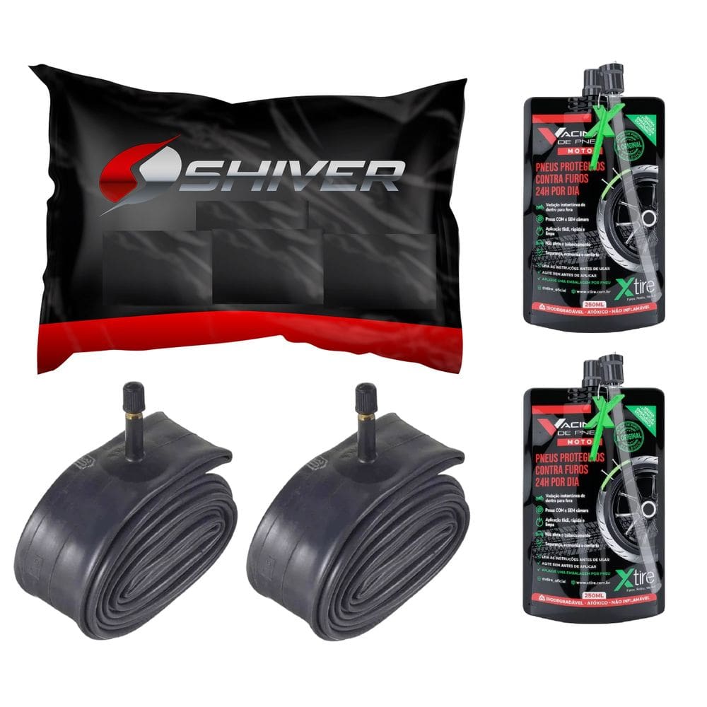 KIT PAR CAMARA 14` 17` HONDA BIZ 100 BIS 110i BIZ 125 POP 100 POP 110i SHINERAY JET + 2 VACINAS PNEU