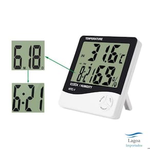 Medidor De Umidade Ar E Temperatura Relogio Digital Htc-1