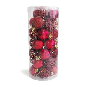 Mini Bolas Vermelhas de Natal 4cm Conjunto com 35 Unidades
