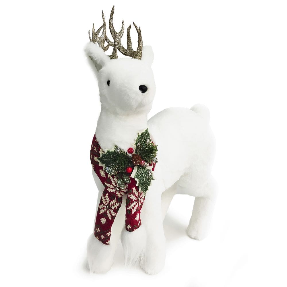 Boneco Rena em Pé com Cachecol Natalino Decorativa 52cm