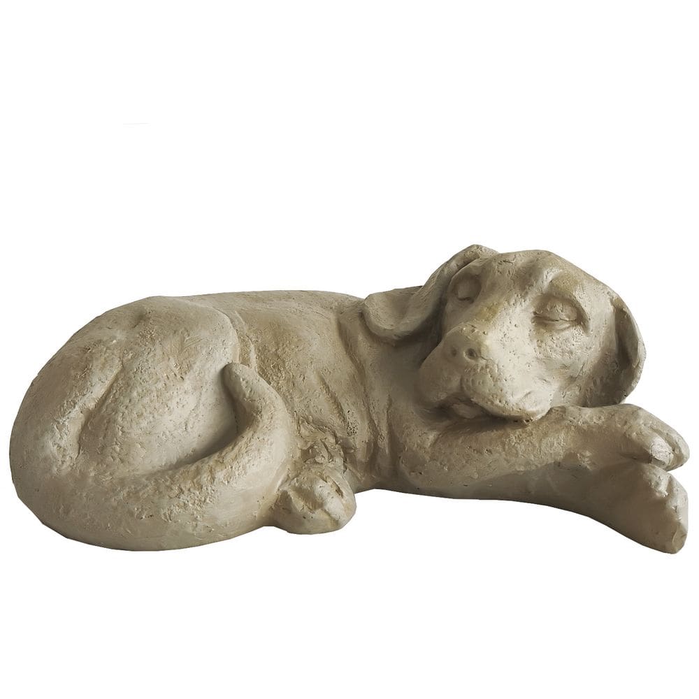 Escultura Decorativa Cachorro Deitado em Resina