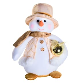 Boneco de Neve Natalino Com Bola Dourada 24cm
