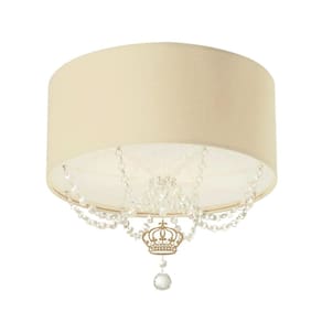 Plafon Coroa Com Cristal 30X15Cm Cru