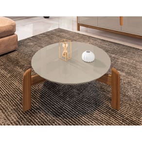 Mesa de Centro Lizz Pés em Madeira Maciça OffWhite com Cedro - Rede Móveis