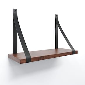 Prateleira Em Mdf Castanho 30x15cm Com Alça Cor Preto