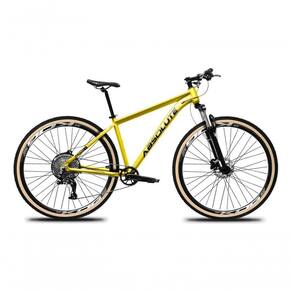 Bicicleta Aro 29 Absolute Nero 5 12v Garfo Trava No Guidão Freios Hidráulicos Com Pneu Faixa Amarelo Tam 21