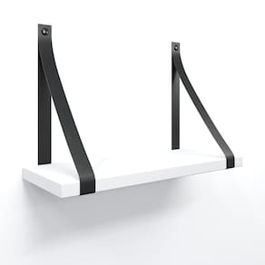 Prateleira Em Mdf Branco 30x15cm Com Alça Cor Preto