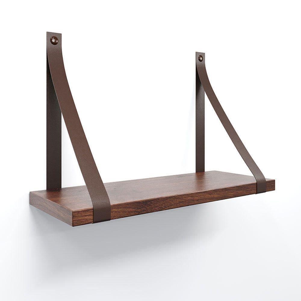 Prateleira Em Mdf Castanho 30x15cm Com Alça Cor Café