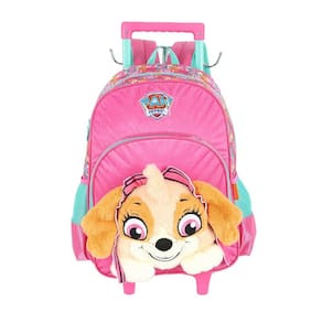 Mochila de Rodinhas Com Alça Luxcel Patrulha Canina Rosa