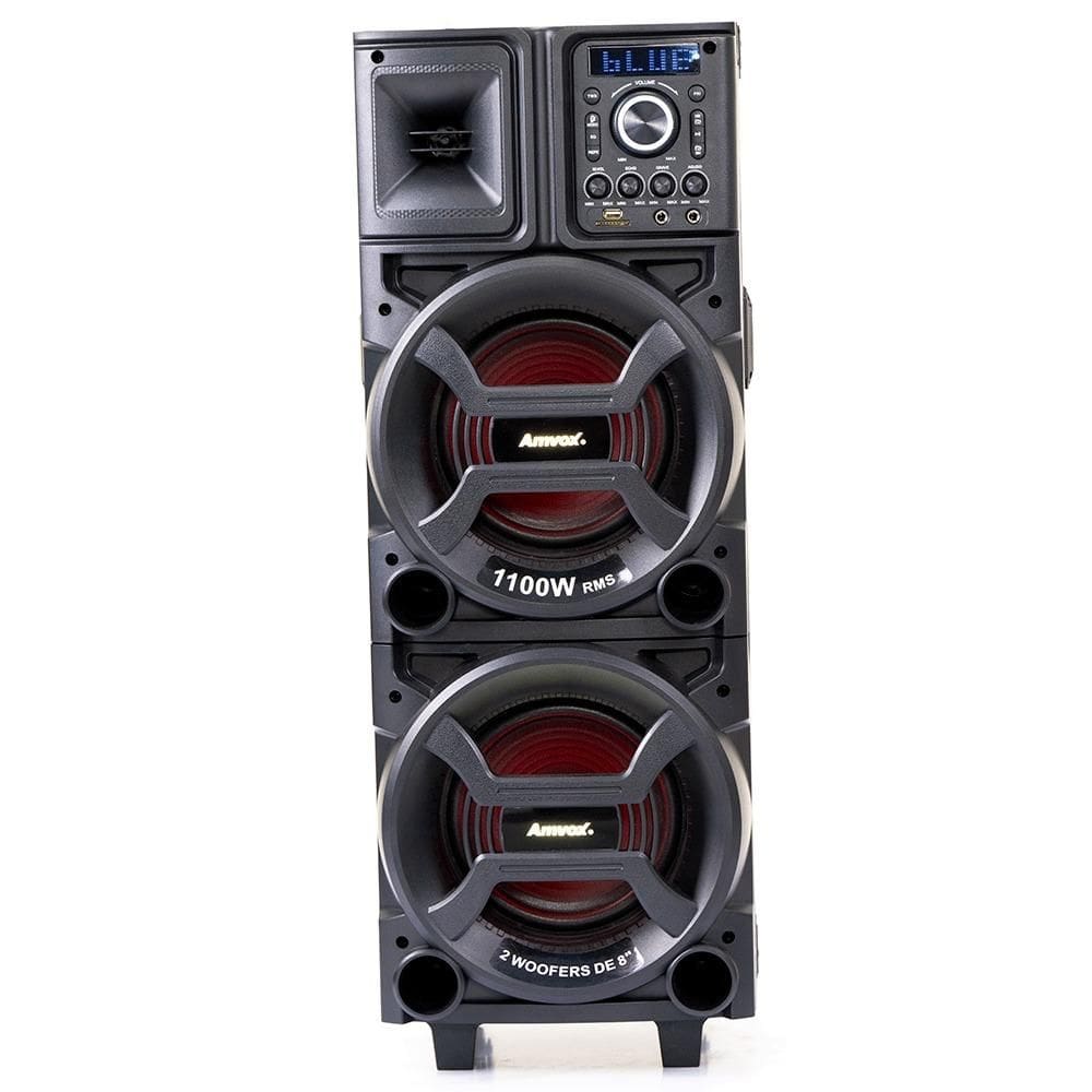 Caixa De Som Black Duplo 8 1100W Bluetooth ACA 1101 Amvox