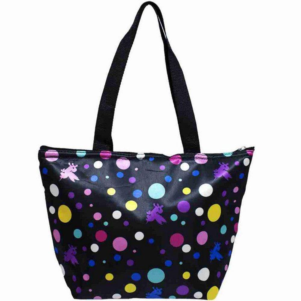 Bolsa Térmica Preta Bolas Coloridas Unicórnio 24X13X34Cm