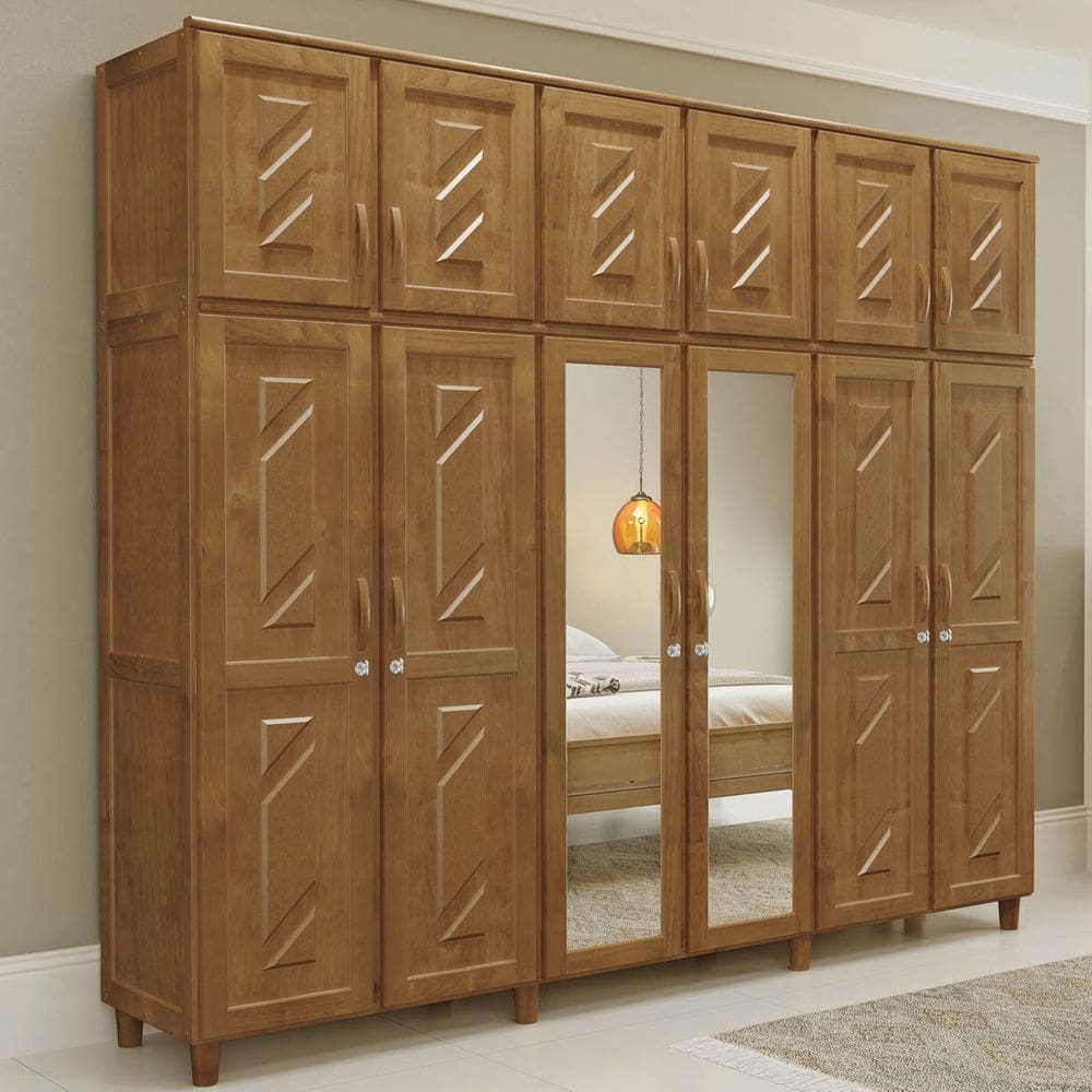 Guarda-Roupa 12 Portas 3 Gavetas Imbuia Grécia Madeira Pinus - Cavazotto