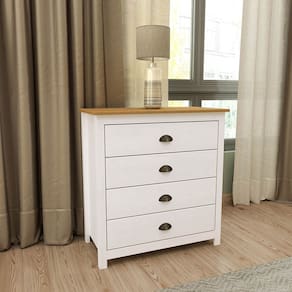 Cômoda 4 Gavetas Branco/Freijó Topázio Madeira Pinus - Finestra