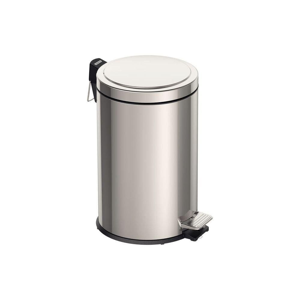 Lixeira Com Pedal De 12 L Em Aço Inox Polido, Com Balde Interno Removível E Tampa Com Sistema Stay Open.