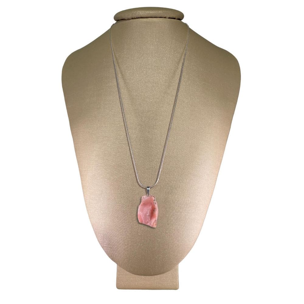 Colar Prata 925 Rabo De Rato Opala Rosa Bruta - P. Vecchio